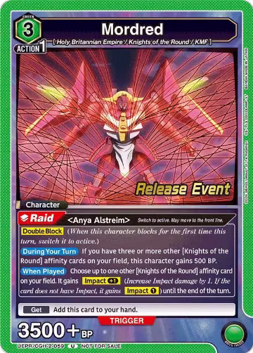 Mordred (UEPR/CGH-2-059), UEX03BT: CODE GEASS: Lelouch of the Rebellion Vol.2 Release Event Cards — Union Arena card price