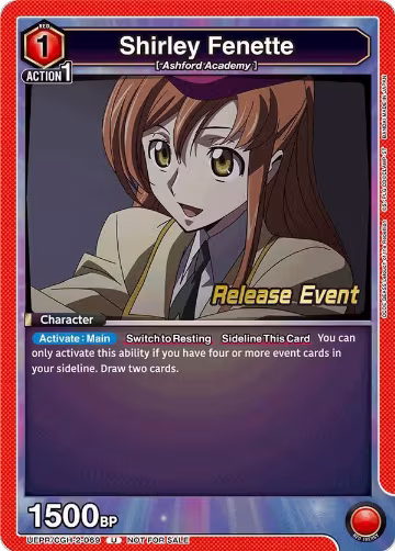 Shirley Fenette (UEPR/CGH-2-069), UEX03BT: CODE GEASS: Lelouch of the Rebellion Vol.2 Release Event Cards — Union Arena card price