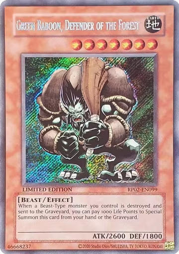 Green Baboon, Defender of the Forest (RP02-EN099), Retro Pack 2 (2020 Date Reprint) — Yu-Gi-Oh! card price