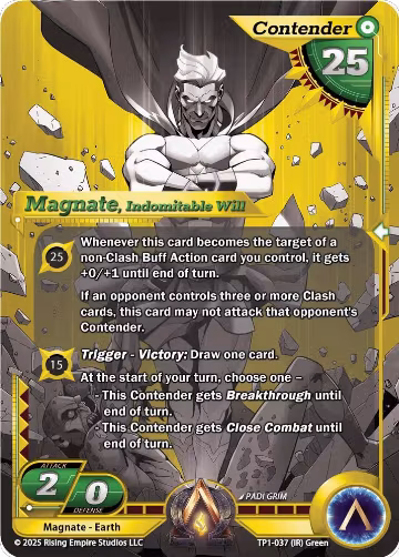 Magnate, Indomitable Will (Gold) (TP1-037), Spoils of the Forgotten — Alpha Clash card price