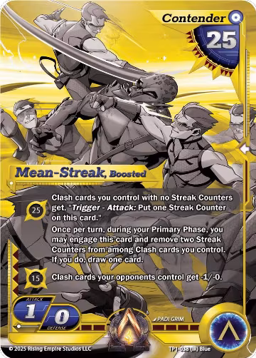 Mean-Streak, Boosted (Gold) (TP1-038), Spoils of the Forgotten — Alpha Clash card price