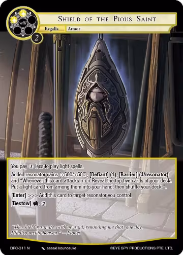Shield of the Pious Saint (DRC-011 N), Descent into the Raven's Catacombs — Force of Will card price