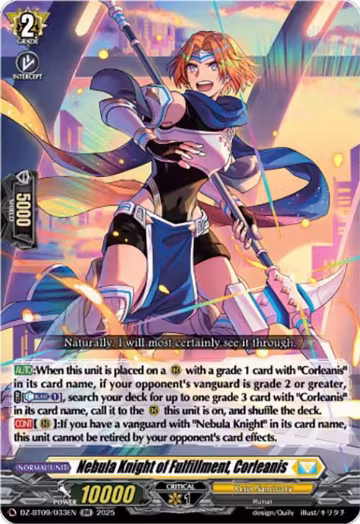Nebula Knight of Fulfillment, Corleanis (DZ-BT09/033EN), DZ-BT09: Super Brave Detonation — Vanguard card price