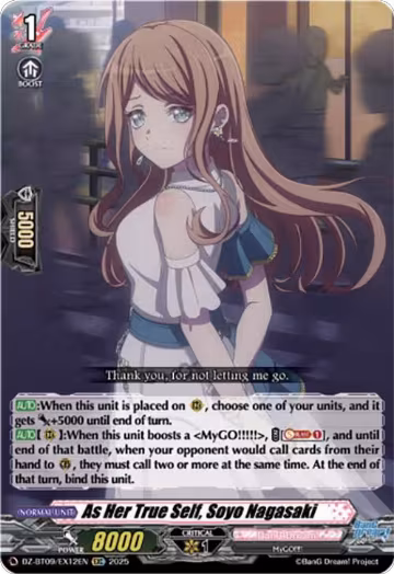 As Her True Self, Soyo Nagasaki (EXC) (DZ-BT09/EX12EN), DZ-BT09: Super Brave Detonation — Vanguard card price