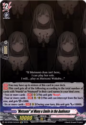 "Mutsumi" of Many a Smile in the Audience (EXC) (DZ-BT09/EX24EN), DZ-BT09: Super Brave Detonation — Vanguard card price