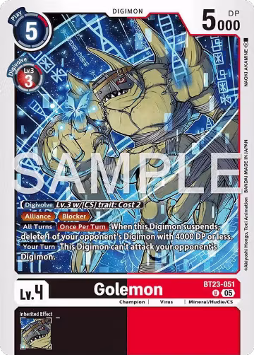Golemon (BT23-051 U), Hackers' Slumber — Digimon card price