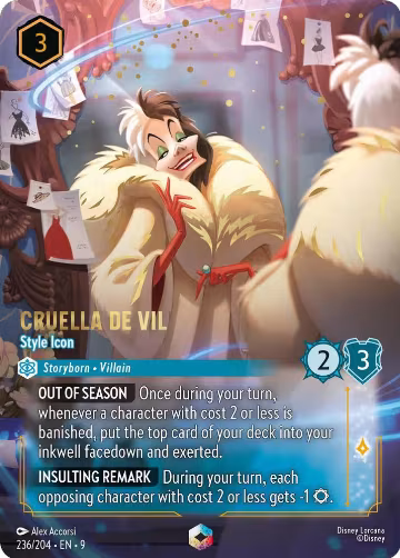 Cruella De Vil - Style Icon (Enchanted) (236/204), Fabled — Lorcana card price