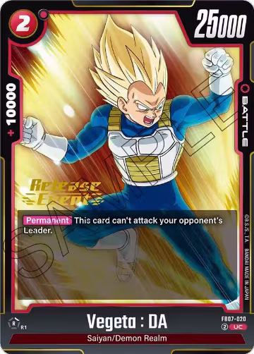 Vegeta : DA - FB07-020 (FB07-020), Wish For Shenron Release Event Cards — DB Fusion card price