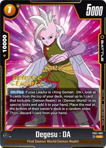 Degesu : DA (FB07-086), Wish For Shenron Release Event Cards — DB Fusion card price