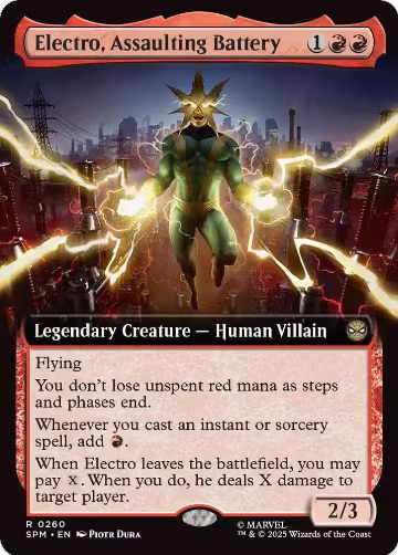 Electro, Assaulting Battery (Extended Art) (260), Marvel's Spider-Man — Magic card price
