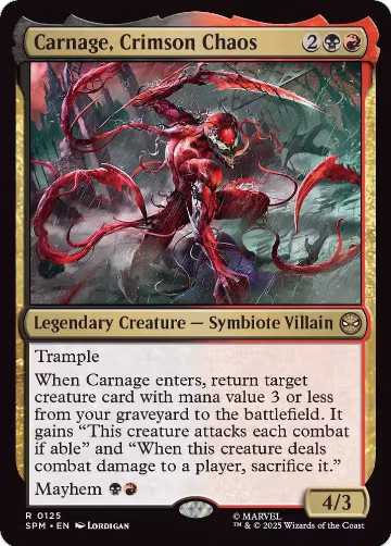 Carnage, Crimson Chaos (125), Marvel's Spider-Man — Magic card price