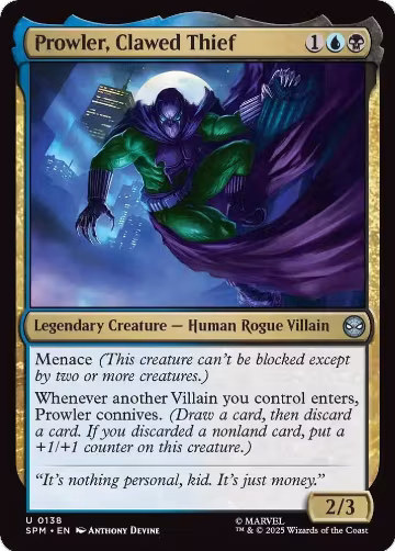 Prowler, Clawed Thief (138), Marvel's Spider-Man — Magic card price