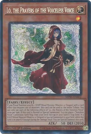 Lo, the Prayers of the Voiceless Voice (MP25-EN052), 2025 Mega-Pack — Yu-Gi-Oh! card price
