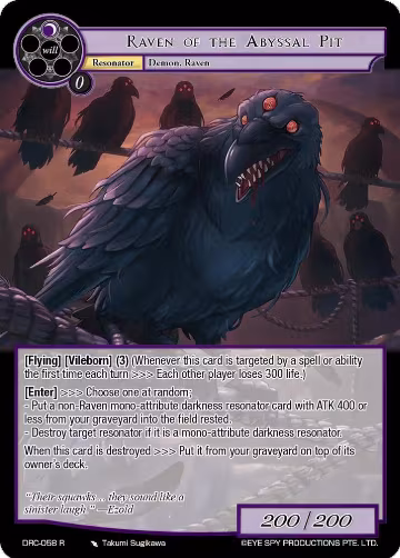 Raven of the Abyssal Pit (DRC-058 R), Descent into the Raven's Catacombs — Force of Will card price