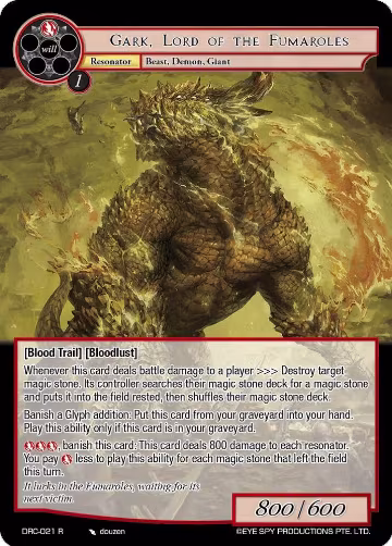 Gark, Lord of the Fumaroles (DRC-021 R), Descent into the Raven's Catacombs — Force of Will card price