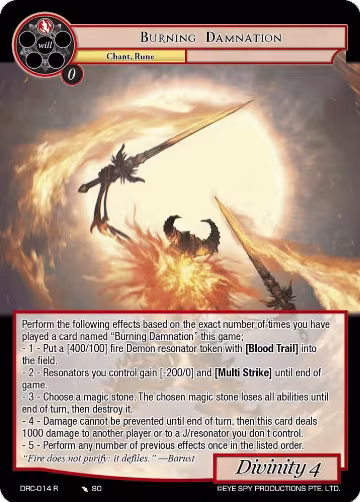 Burning Damnation (DRC-014 R), Descent into the Raven's Catacombs — Force of Will card price