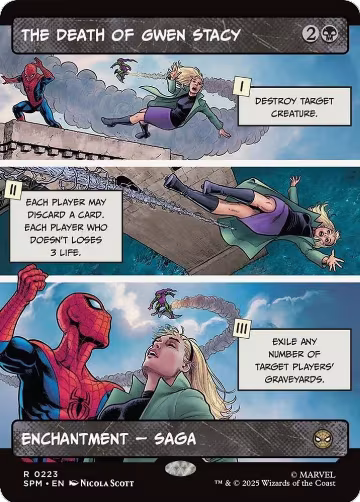 The Death of Gwen Stacy (Borderless) (223), Marvel's Spider-Man — Magic card price