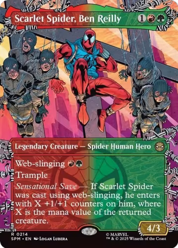 Scarlet Spider, Ben Reilly (Borderless) (214), Marvel's Spider-Man — Magic card price