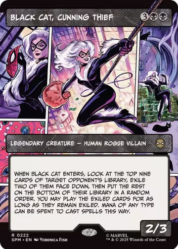 Black Cat, Cunning Thief (Borderless) (222), Marvel's Spider-Man — Magic card price