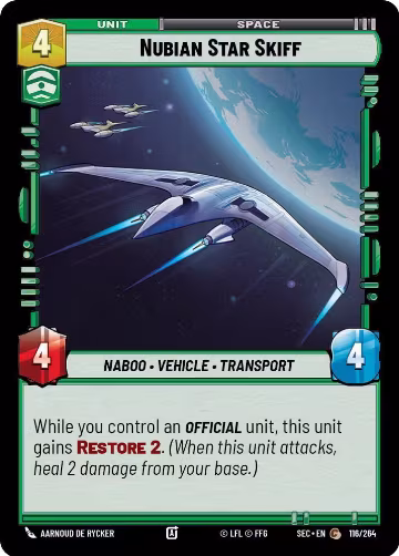 Nubian Star Skiff (116/264), Secrets of Power — Star Wars card price