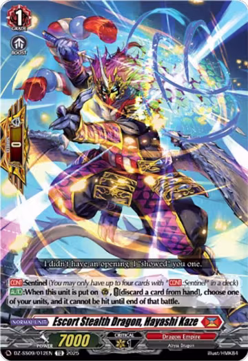 Escort Stealth Dragon, Hayashi Kaze (DZ-SS09/012EN), DZ-SS09: Zero Tendo Start Deck — Vanguard card price