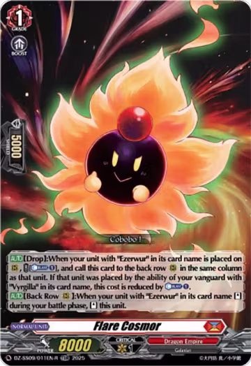 Flare Cosmor (TDR) (DZ-SS09/011EN-R), DZ-SS09: Zero Tendo Start Deck — Vanguard card price