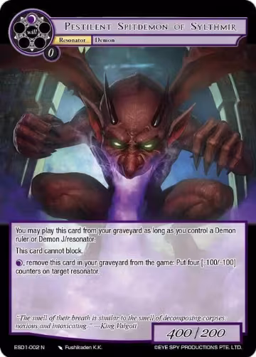 Pestilent Spitdemon of Sylthmir (ESD1-002 N), Evil Cluster Starter Deck 1: Valgott — Force of Will card price