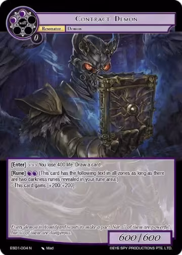 Contract Demon (ESD1-004 N), Evil Cluster Starter Deck 1: Valgott — Force of Will card price