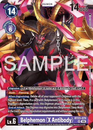 Belphemon (X Antibody) (BT23-070 SR), Hackers' Slumber — Digimon card price