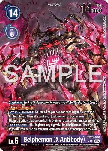 Belphemon (X Antibody) (Alternate Art) (BT23-070 SR), Hackers' Slumber — Digimon card price