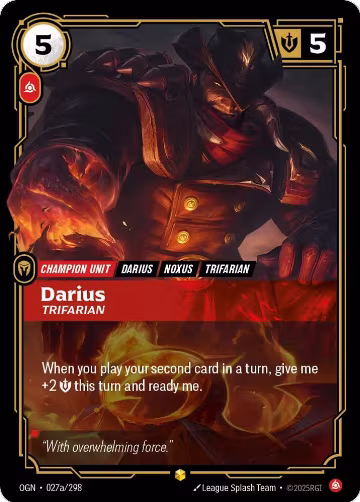 Darius, Trifarian (Alternate Art) (027a/298), Origins — Riftbound card price