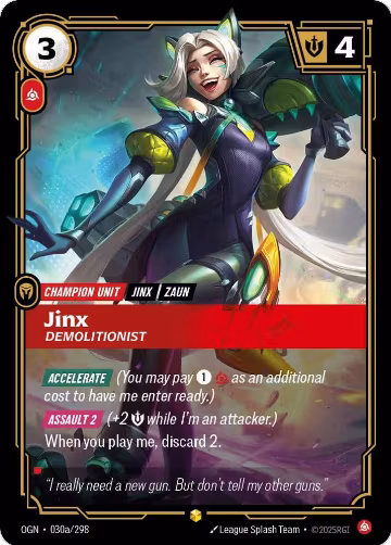 Jinx, Demolitionist (Alternate Art) (030a/298), Origins — Riftbound card price