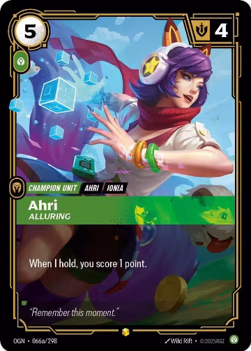 Ahri, Alluring (Alternate Art) (066a/298), Origins — Riftbound card price