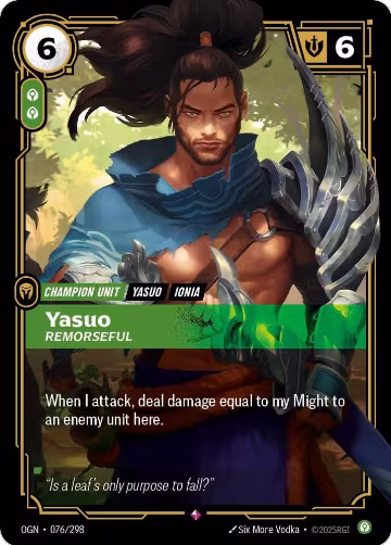 Yasuo, Remorseful (076/298), Origins — Riftbound card price