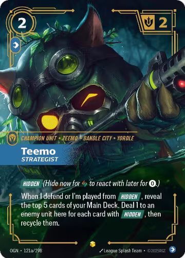 Teemo, Strategist (Alternate Art) (121a/298), Origins — Riftbound card price