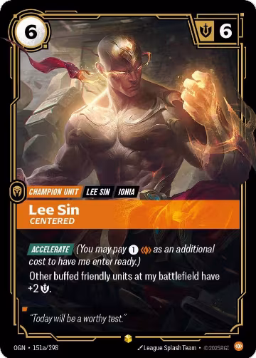Lee Sin, Centered (Alternate Art) (151a/298), Origins — Riftbound card price