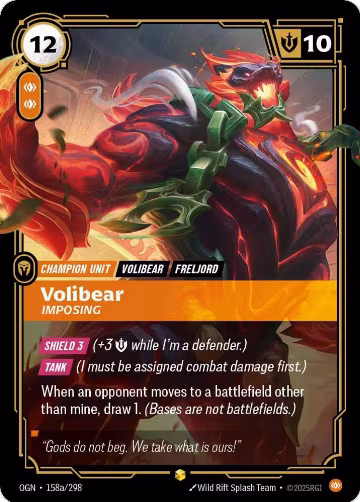 Volibear, Imposing (Alternate Art) (158a/298), Origins — Riftbound card price