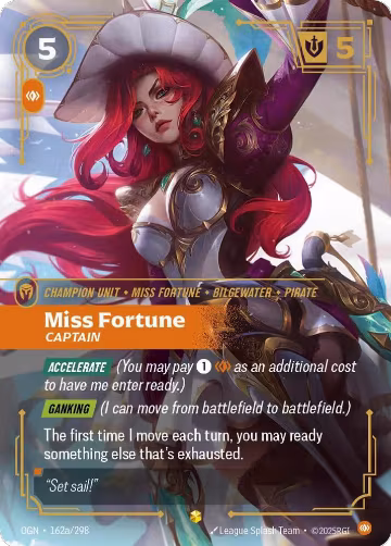 Miss Fortune, Captain (Alternate Art) (162a/298), Origins — Riftbound card price