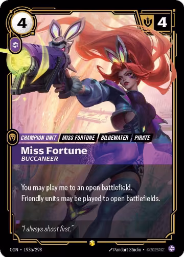 Miss Fortune, Buccaneer (Alternate Art) (193a/298), Origins — Riftbound card price