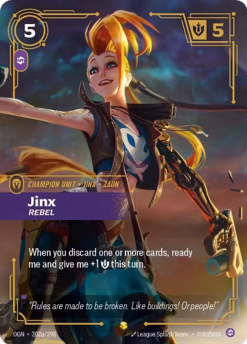 Jinx, Rebel (Alternate Art) (202a/298), Origins — Riftbound card price