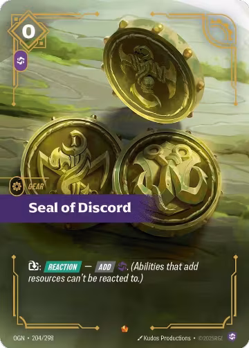 Seal of Discord (204/298), Origins — Riftbound card price