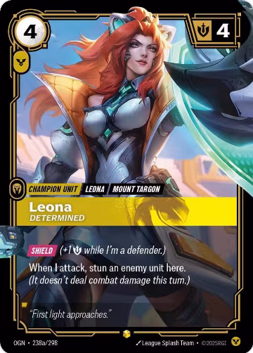 Leona, Determined (Alternate Art) (238a/298), Origins — Riftbound card price