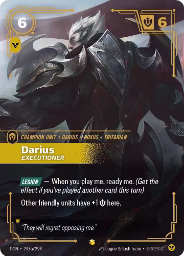 Darius, Executioner (Alternate Art) (243a/298), Origins — Riftbound card price
