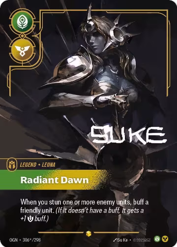 Leona, Radiant Dawn (Signature) (306*/298), Origins — Riftbound card price