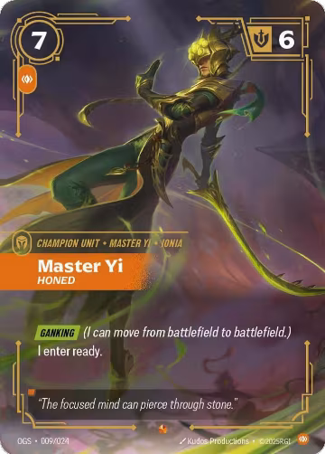 Master Yi, Honed (009/024), Origins: Proving Grounds — Riftbound card price
