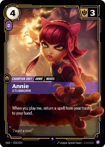Annie, Stubborn (010/024), Origins: Proving Grounds — Riftbound card price