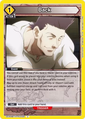 Back (UEX04BT/HTR-2-035), UEX04BT: HUNTER X HUNTER Vol.2 — Union Arena card price