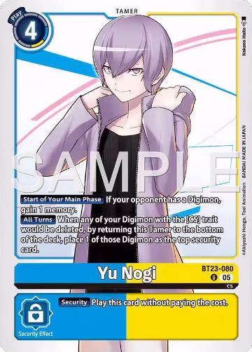 Yu Nogi (BT23-080 U), Hackers' Slumber — Digimon card price