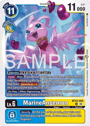 Marine Angemon (BT23-025 U), Hackers' Slumber — Digimon card price