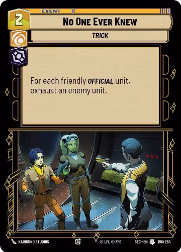 No One Ever Knew (196/264), Secrets of Power — Star Wars card price